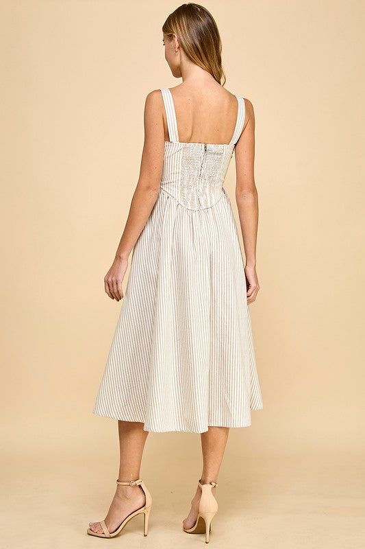 Coastal Stripes Midi Dress