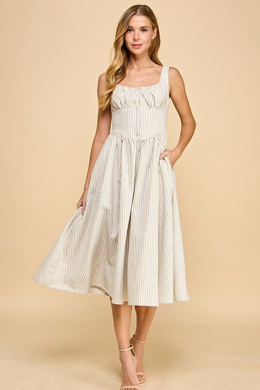 Coastal Stripes Midi Dress