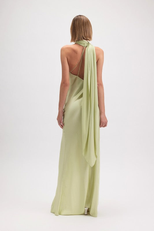 Wrapped in Satin Maxi Dress (Green)