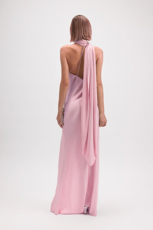Wrapped in Satin Maxi Dress (Pink)
