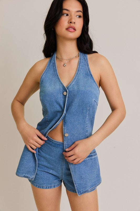 Karoline Romper (Denim)