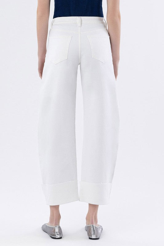High Rise Cuffed Crop Barrel Jeans