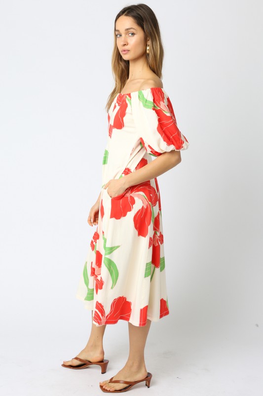 Poppy Off The Shoulder Midi