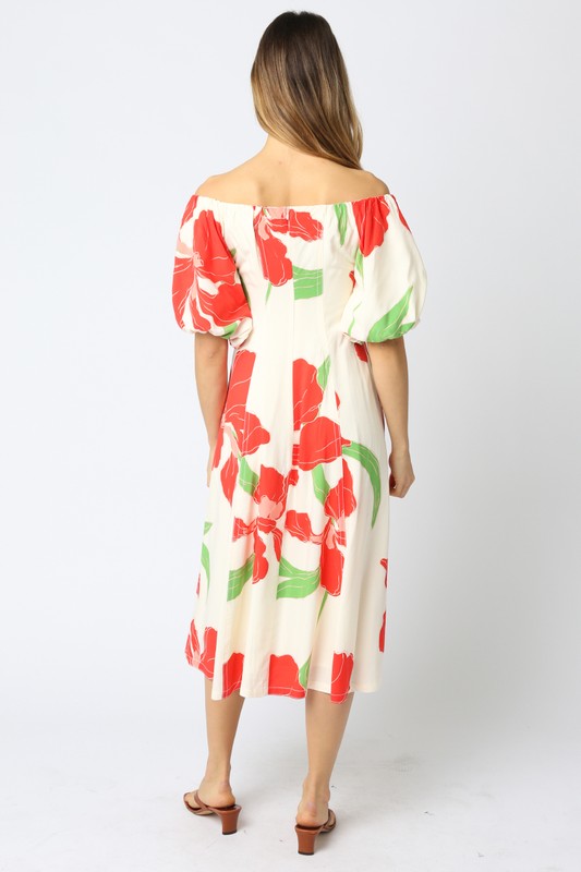 Poppy Off The Shoulder Midi