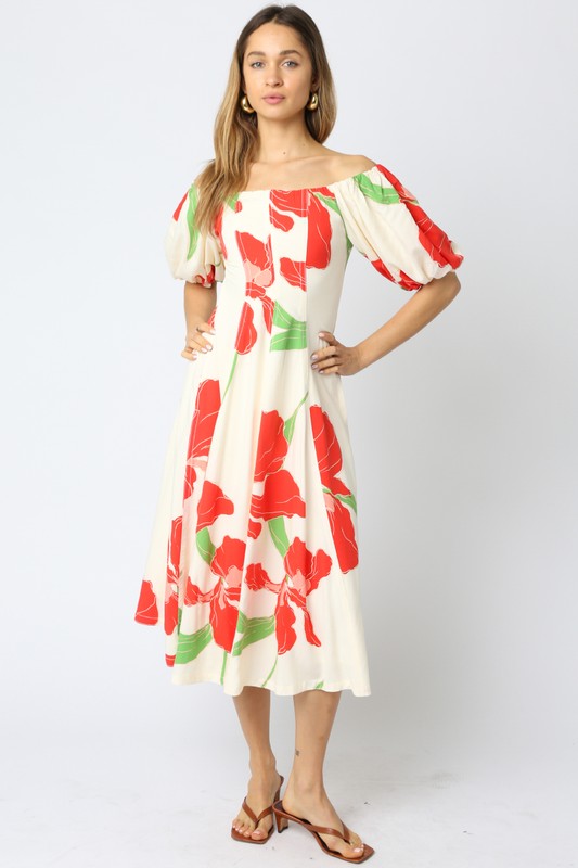 Poppy Off The Shoulder Midi