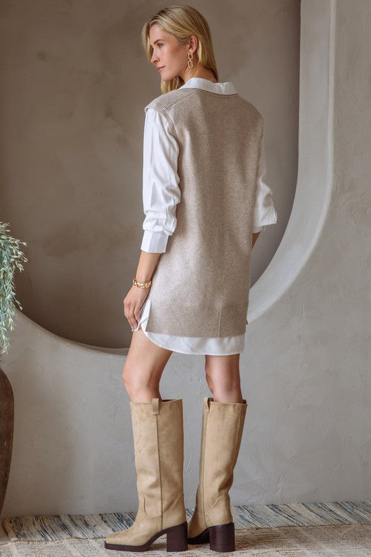 The Oatmeal Knit Vest Dress