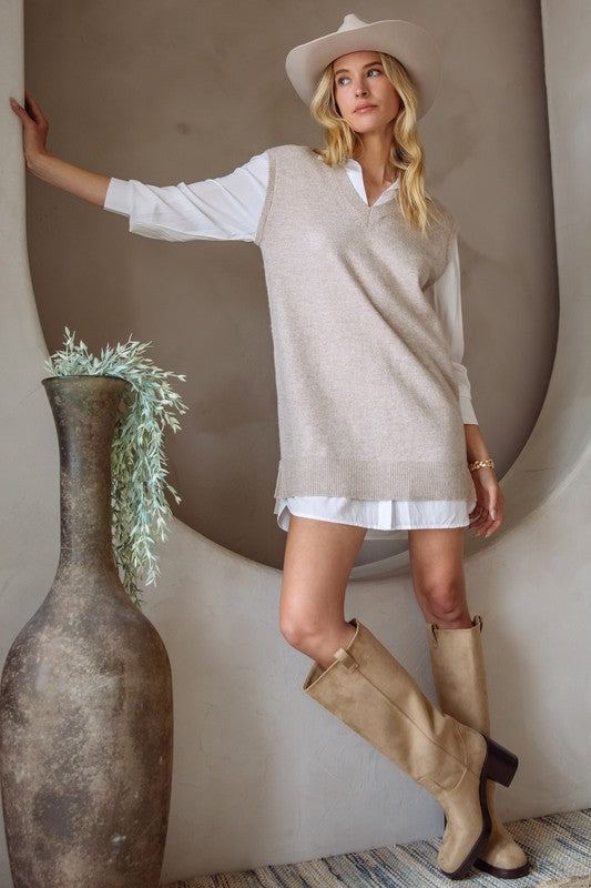 The Oatmeal Knit Vest Dress