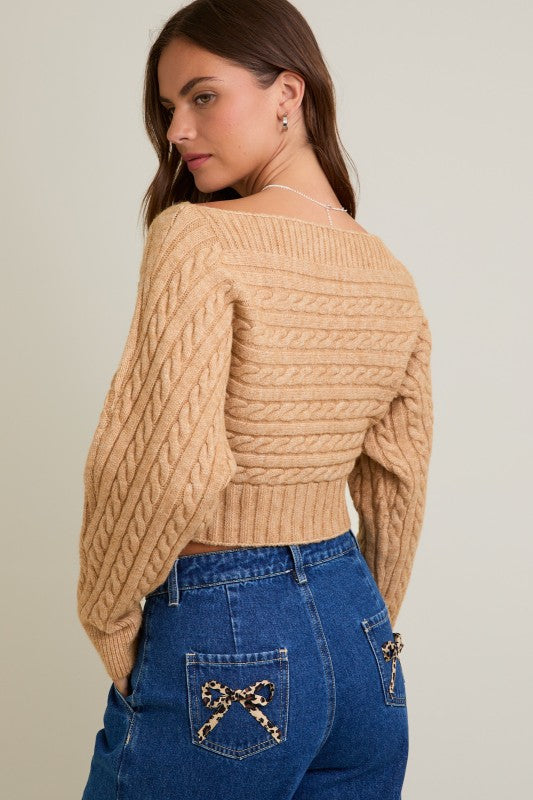 Brown Off The Shoulder Sweater