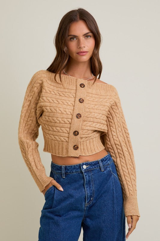 Brown Off The Shoulder Sweater