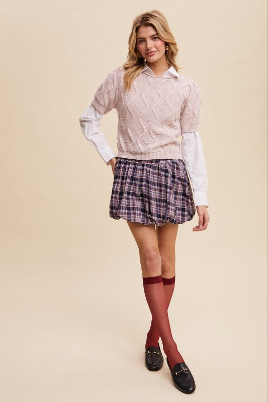Plaid Bubble Hem Mini Skirt