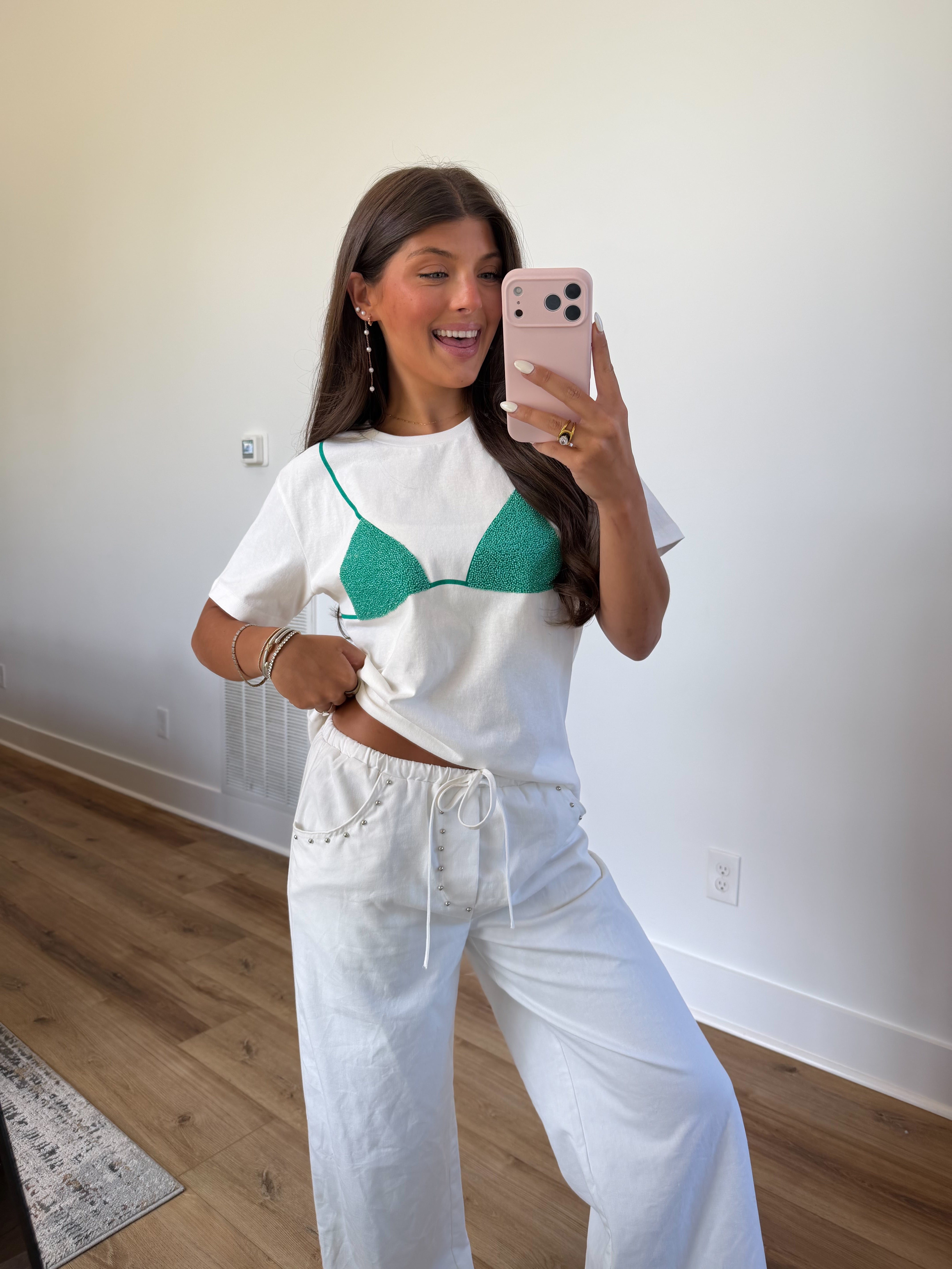 Beaded Bikini Tee (Green)