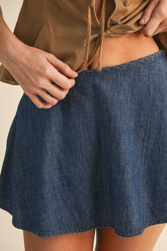 The Smocked Denim Skort