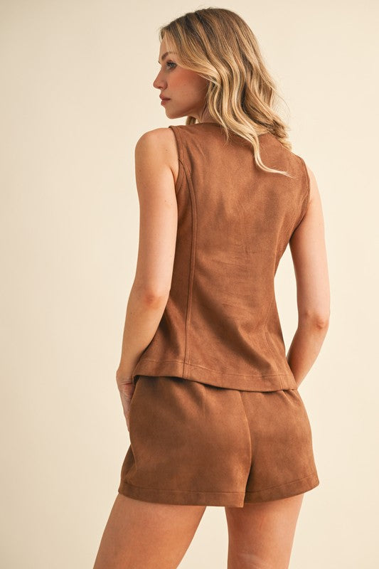 Suede Shorts Set