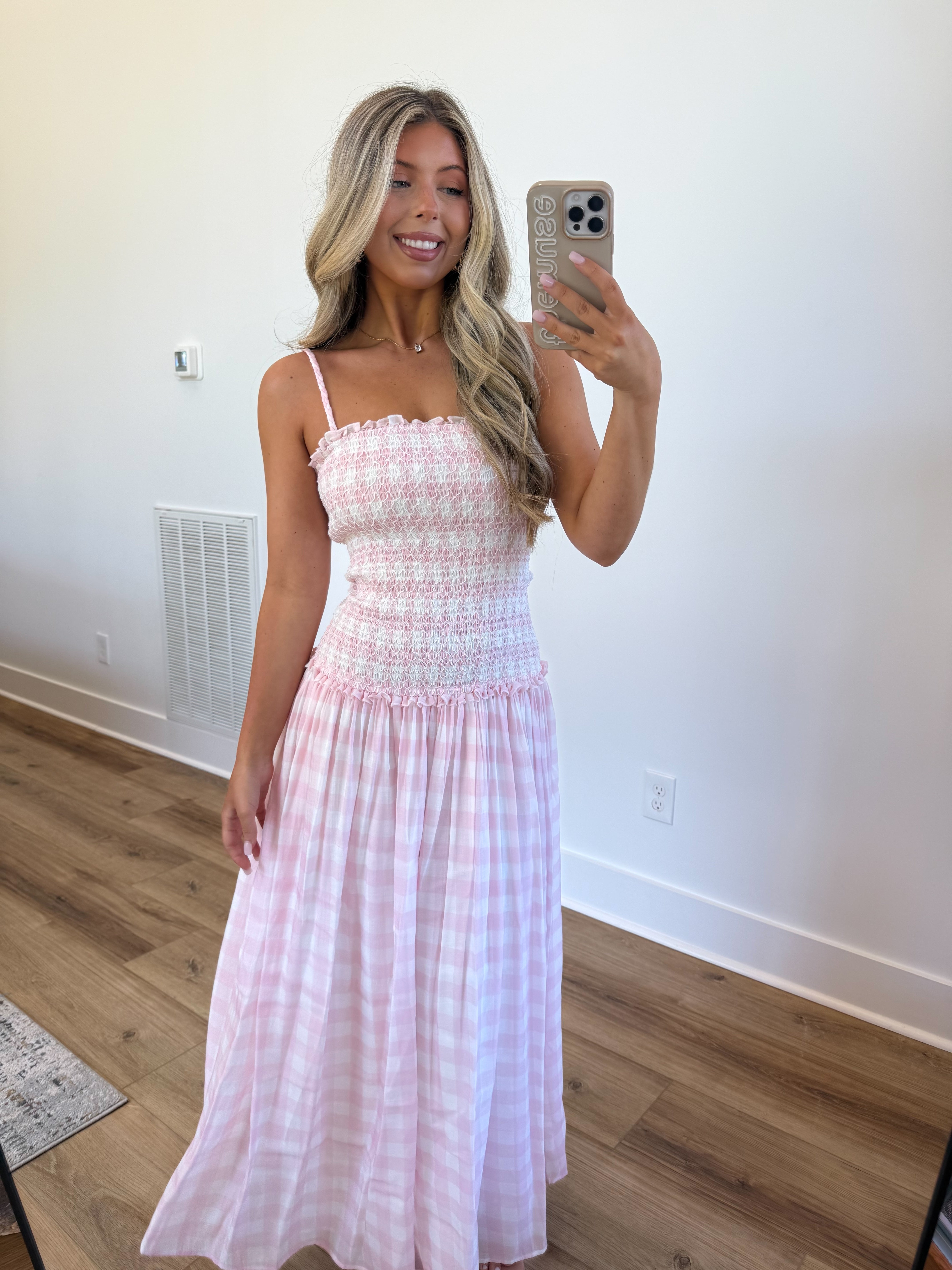 Nantucket Gingham Maxi (Pink)