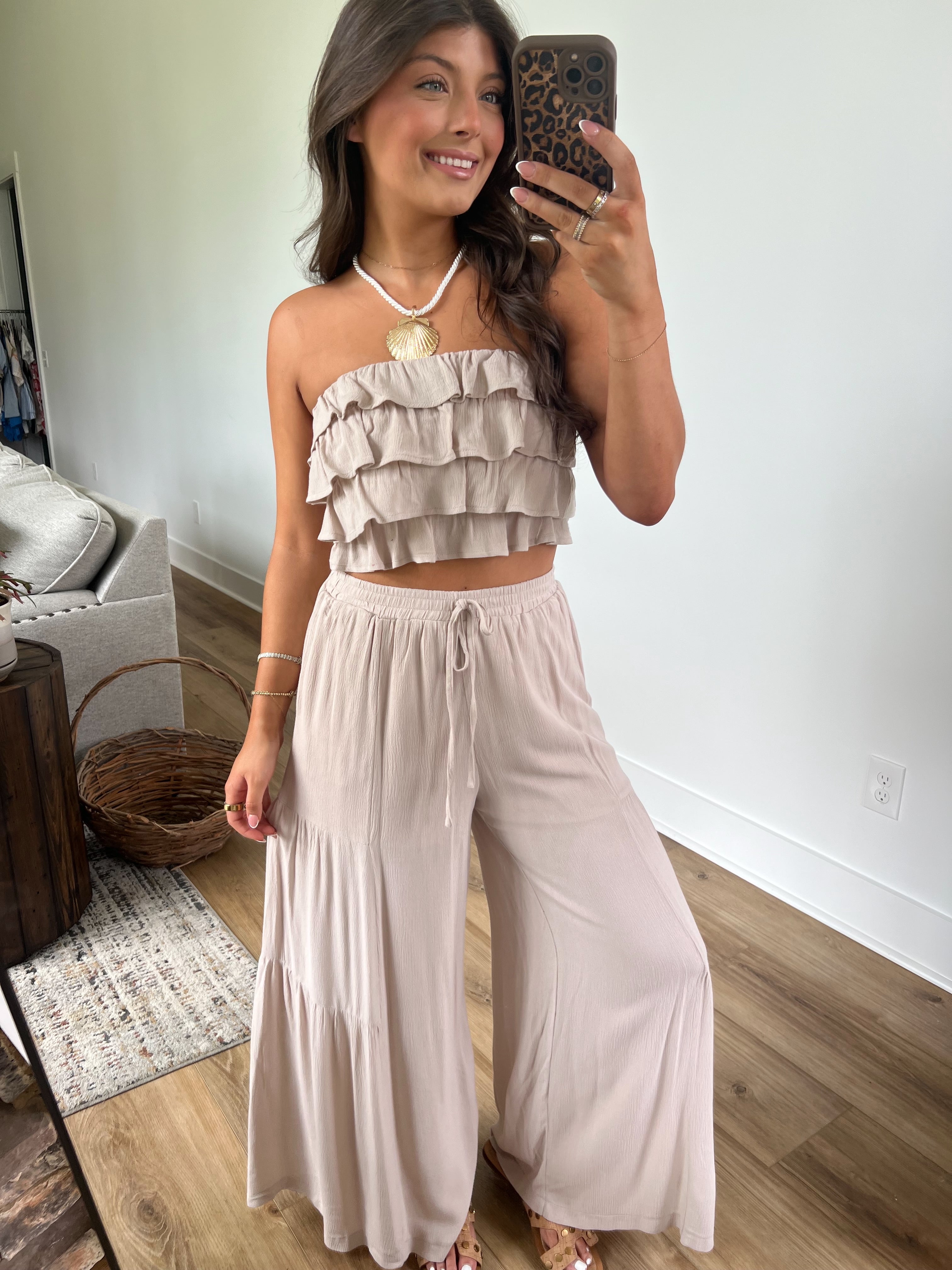 Sand Ruffle Pants Set