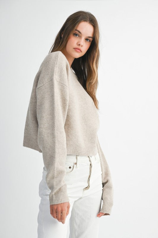 Lillian Bow Sweater (Light Taupe)