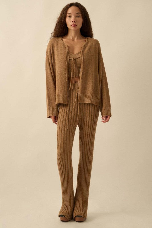 Caramel Tie Cardigan Set (3 piece)