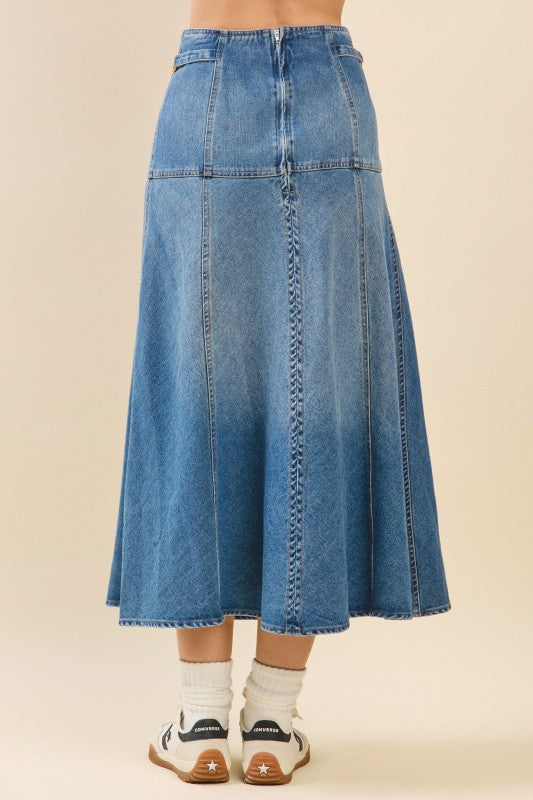 In The Details Denim Midi Skirt