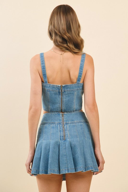 Denim Square Neck Top