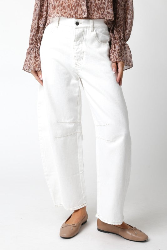 White Summer Barrel Jeans