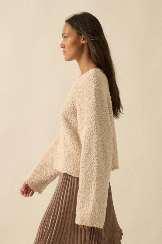 Cream Popcorn Boatneck Sweater