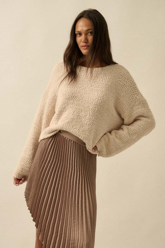 Cream Popcorn Boatneck Sweater