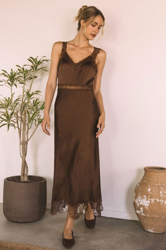 Olivia Lace Satin Dress