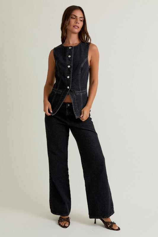 Dark Denim Low Waisted Set