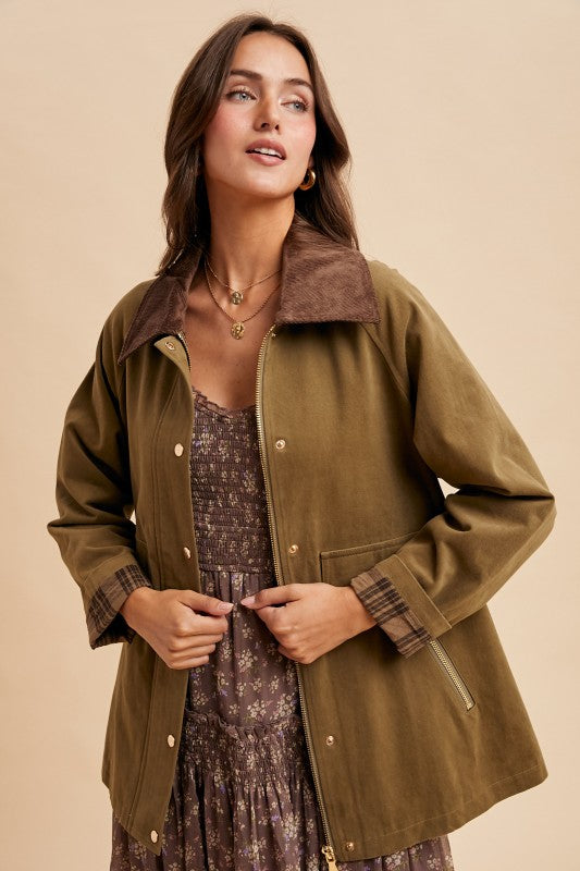 Green Barn Jacket (Plaid Inside)