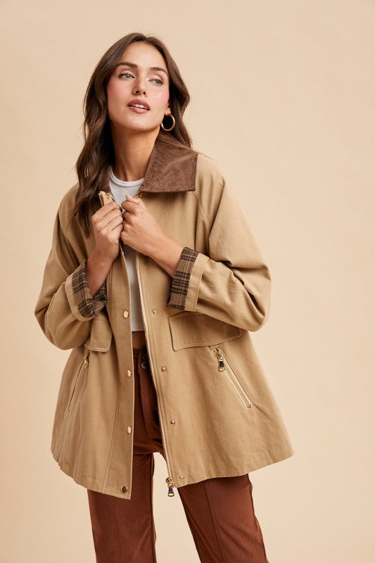 Beige Barn Jacket (Plaid Inside)