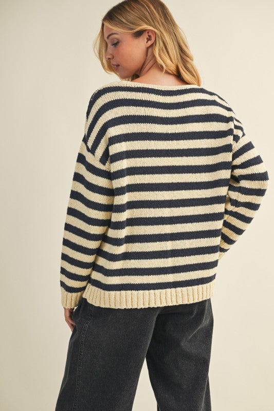 Dallas Stripe Sweater (Navy/White)