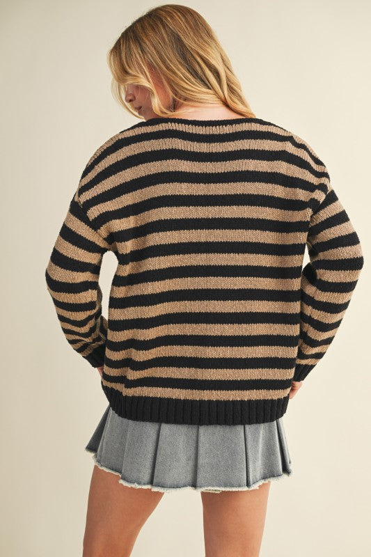 Dallas Stripe Sweater (Brown/Black)