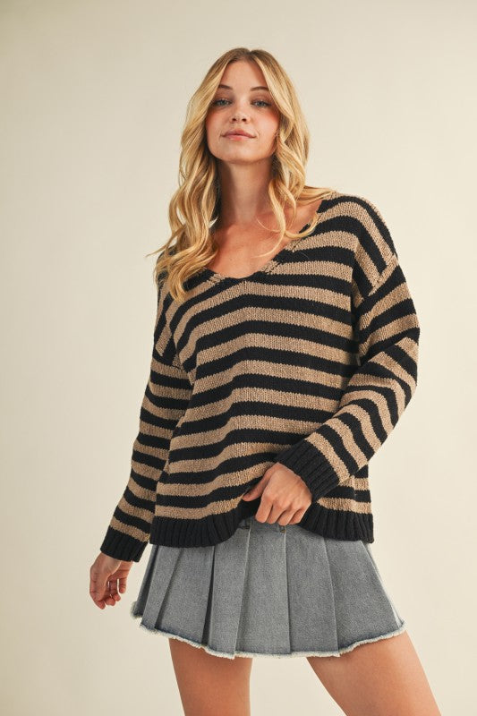 Dallas Stripe Sweater (Brown/Black)