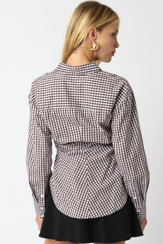 Olivia Button Up (Brown Plaid)