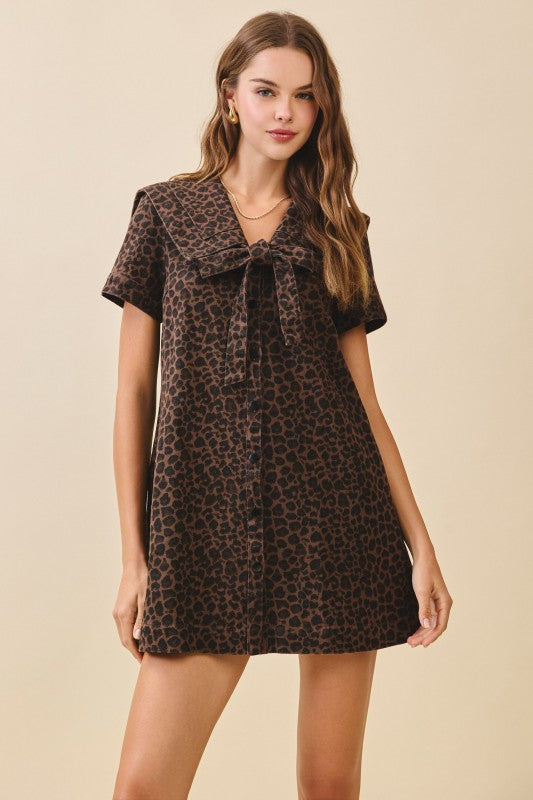 Cheetah Bow Mini Dress
