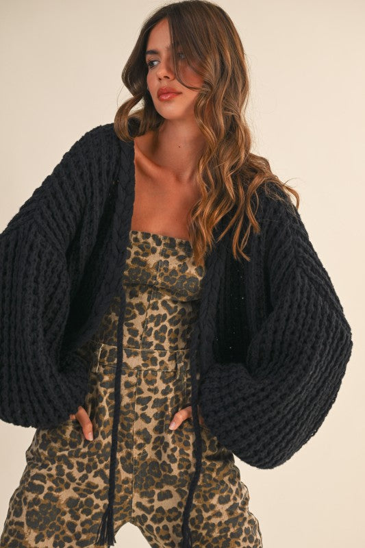 The Balloon Sleeve Tie Cardigan