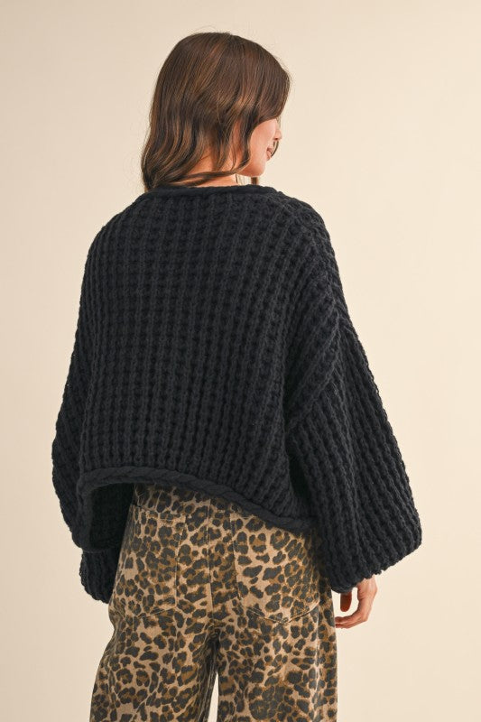 The Balloon Sleeve Tie Cardigan