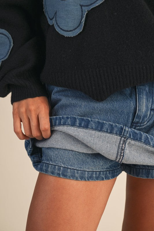 Denim Barrel Jean Skort