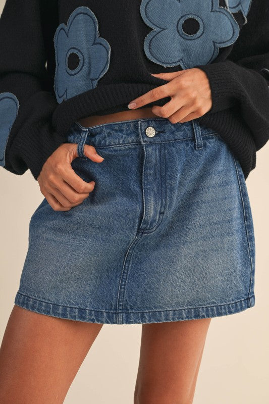 Denim Barrel Jean Skort
