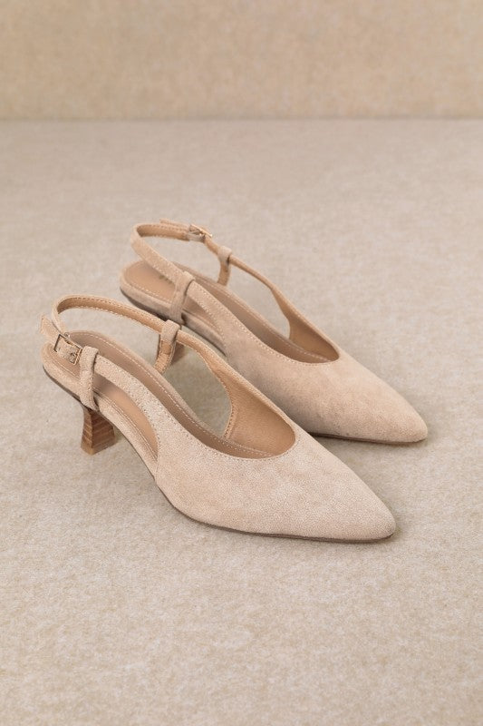 Beige Muse Sling Back Kitten Heel