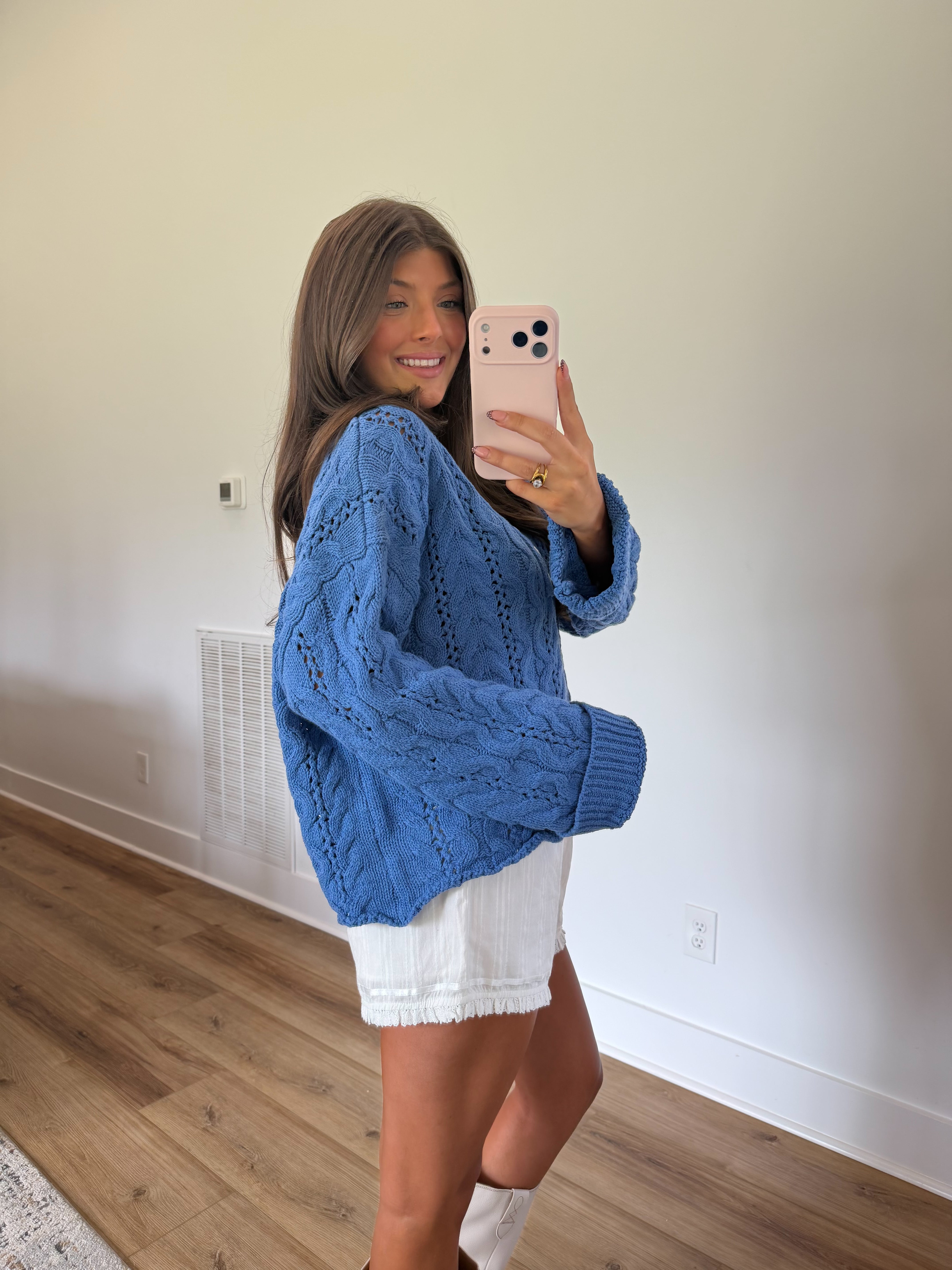 Blue Cable Knit Sweater
