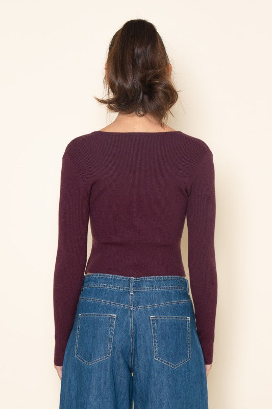 Plum Ribbed Clasp Top