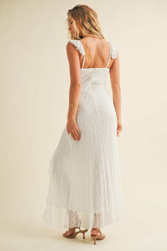 Ruffle Lace Front Maxi