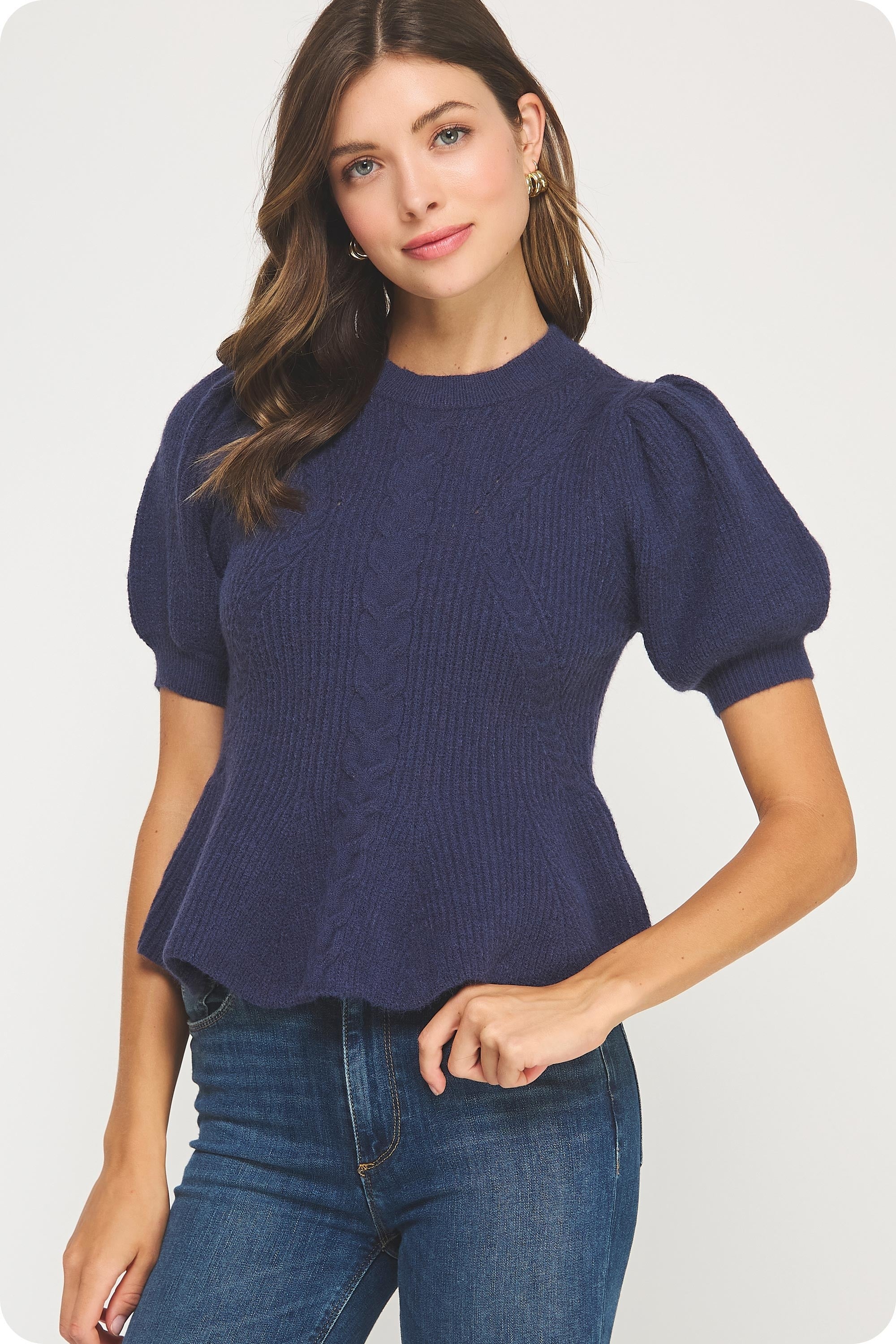 Winter Navy Peplum Sweater