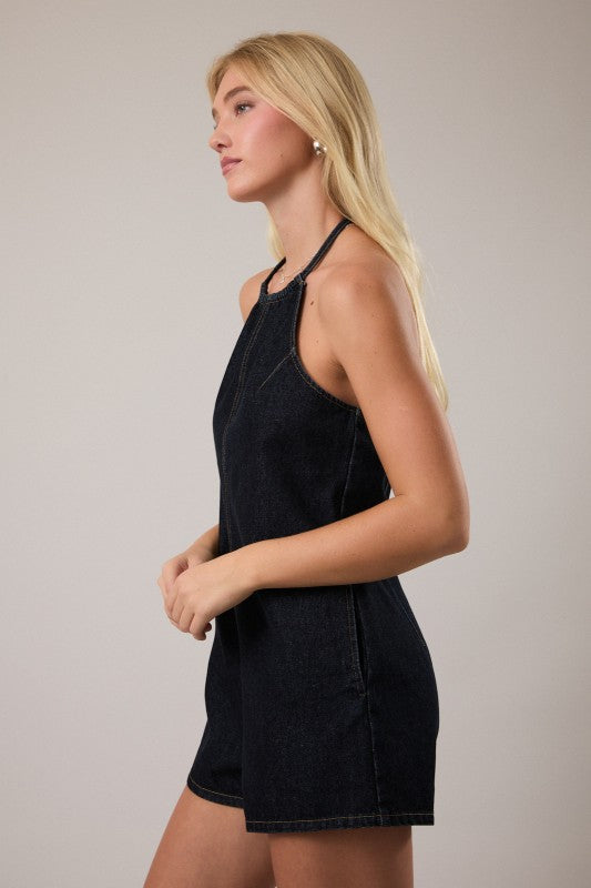Dark Wash Denim Romper