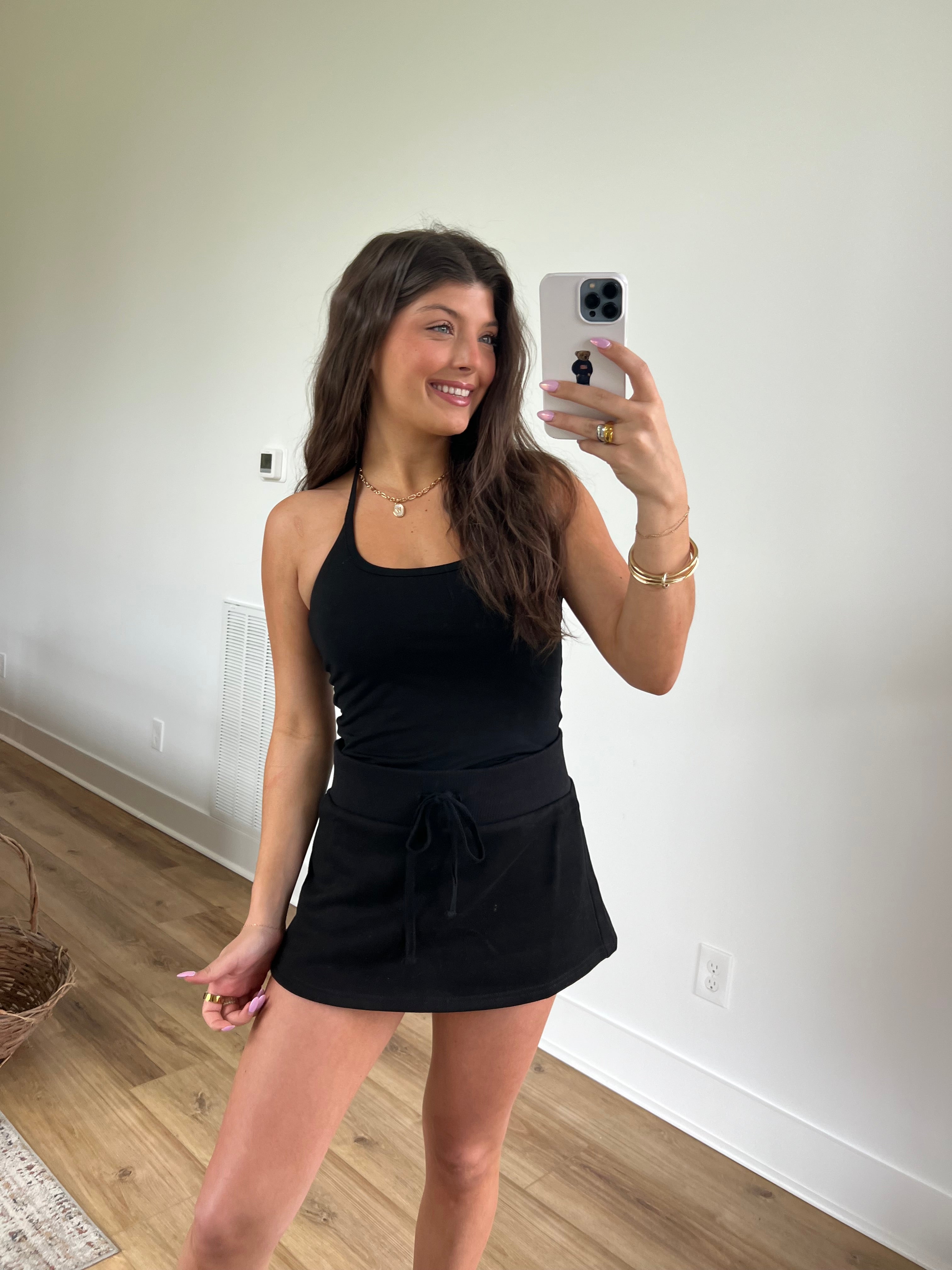 Black Halter Neck Skort Set