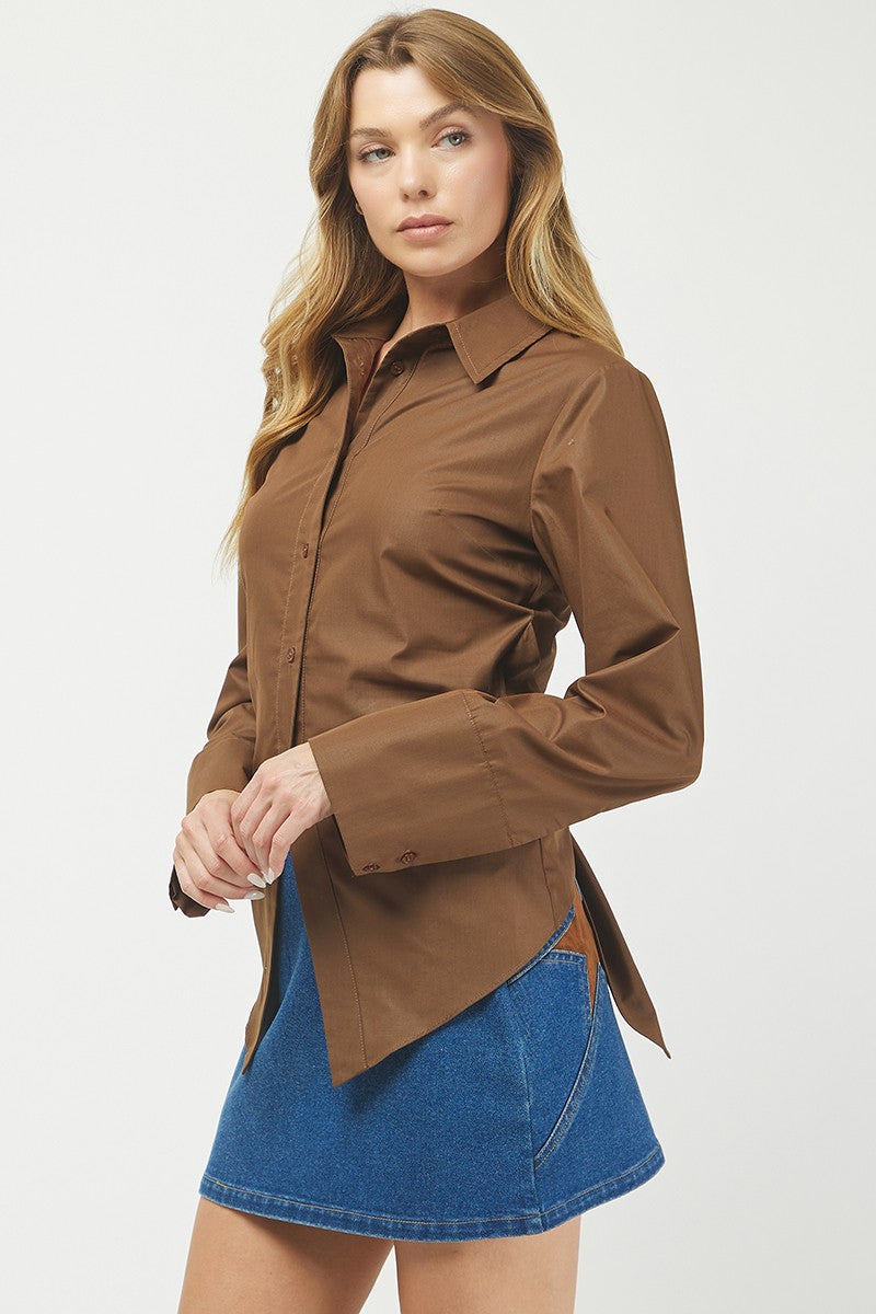 Espresso Tie Back Blouse
