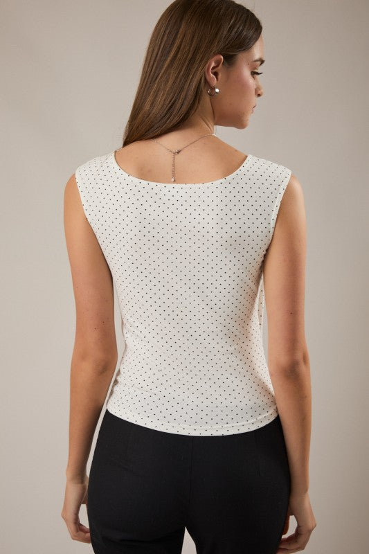 Polka Dot Boatneck Top