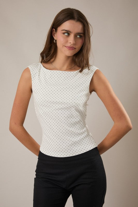 Polka Dot Boatneck Top