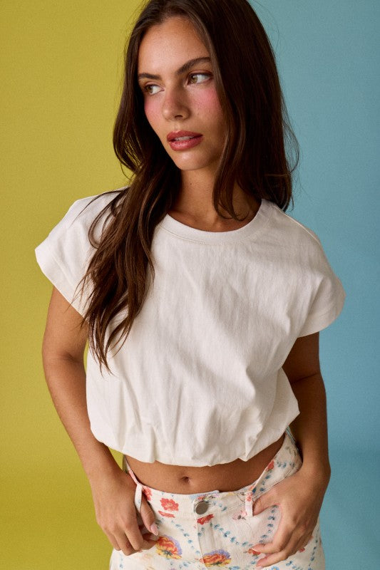 Bubble Hem White Tee
